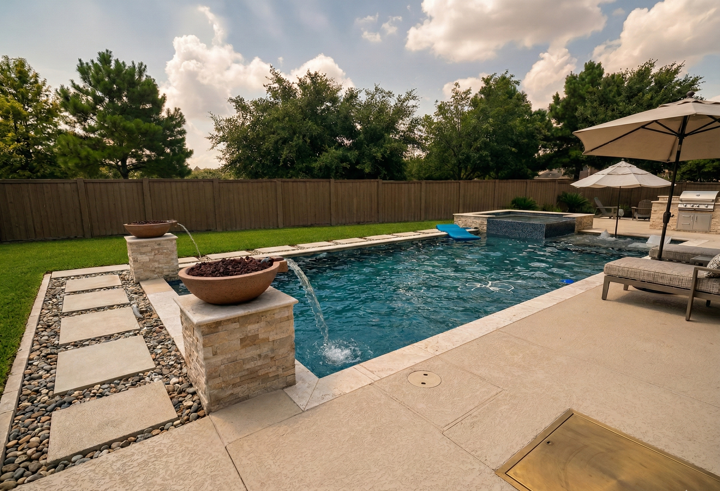 Luxury pool with waterfall